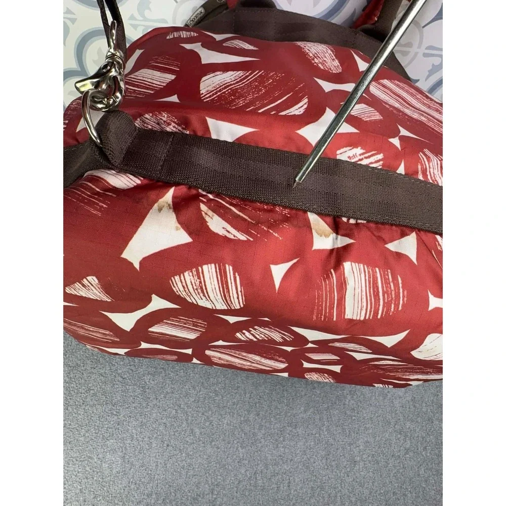 LeSportsac Red Abstract Print Backpack Duffel Bag‎ Travel Weekender Large Zip